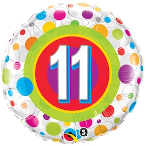 Colourful Dots Eleventh Birthday Balloon