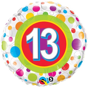 Colourful Dots Thirteenth Birthday Balloon
