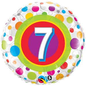 Colourful Dots Seventh Birthday Balloon