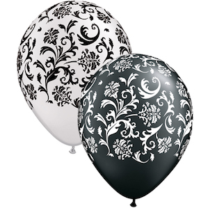 Latex Black and White Damask Balloon