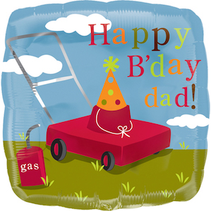 Lawn Mower Happy B'day Dad Square Foil Balloon