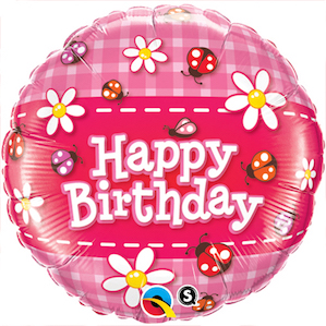 Ladybugs and Daisies Happy Birthday Balloon