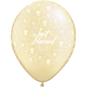 Just married Flowers Printed Gold latex Balloon