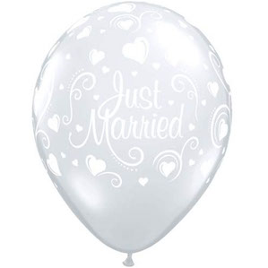 Just Married Silver latex Balloon