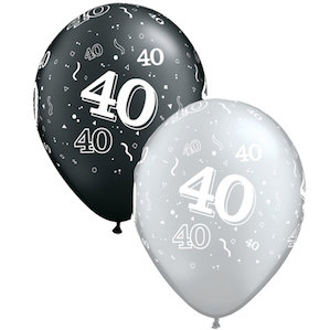 Latex Black and Silver 40th Balloons