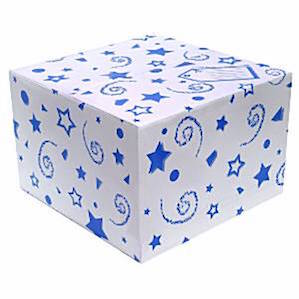 Balloon Box with Blue Printed Stars and Swirls