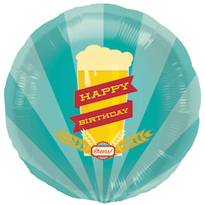 Beer Glass Happy Birthday Large Round Foil Balloon
