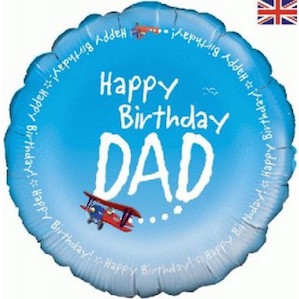 aeroplane Happy Birthday Dad Round Foil Balloon
