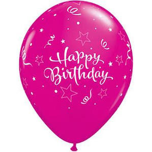 Happy Birthday Magenta Balloon