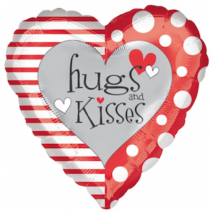 Large Valentines Hugs and Kisses Heart Foil Balloon