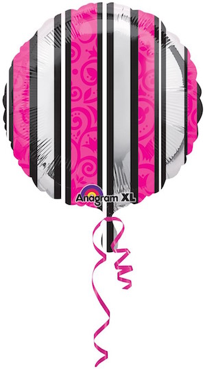 Pink and black Striped Foil Balloon