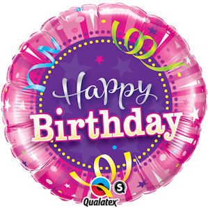 Hot Pink Happy Birthday Balloon