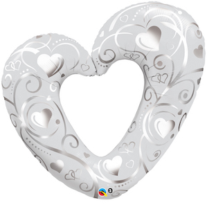 Heart Shaped white Filigree Foil Balloon