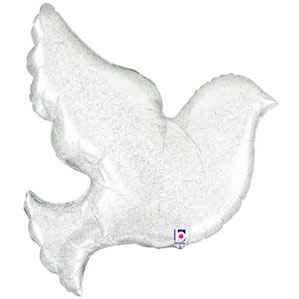 Pearl White Dove Shaped Foil Balloon