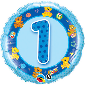 Round Blue first Birthday Balloon