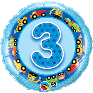 Round Blue Third Birthday Balloon
