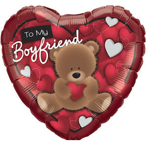 To My Boyfriend Teddybear Heart Shaped Balloon