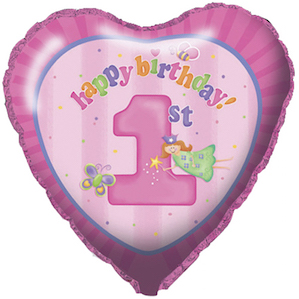 Pink Happy First Birthday Foil Balloon