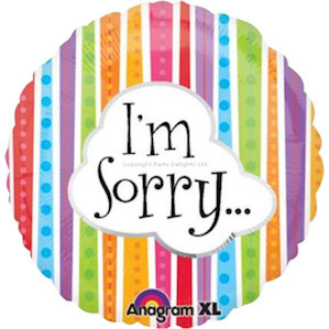 I'm Sorry Striped Foil Balloon