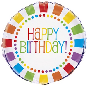 Radiant Multi Colour Striped Rainbow Birthday Balloon