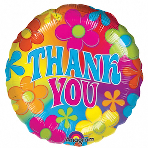 Round Multicoloured Thank You Balloon