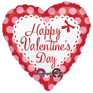 Happy Valentines Day white and red Heart Shaped Balloon